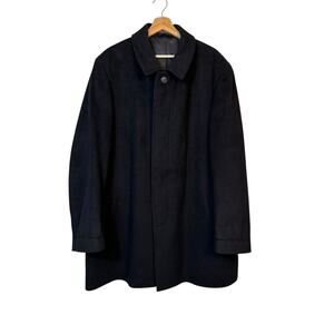 Stafford Signature Men Wool Blend Overcoat Jacket Size 48R Black Business